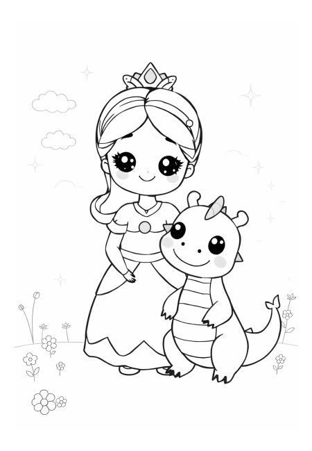Princess with Her Loyal Dragon Companion
