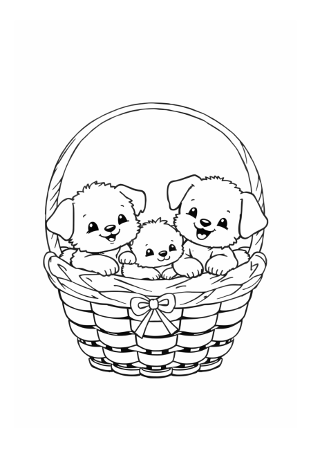 Playful Kittens and Puppies in a Basket