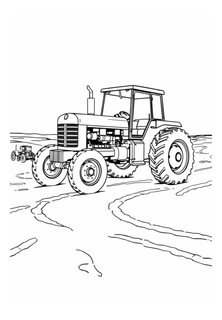 Vintage Tractor Leaving Tracks in Mud