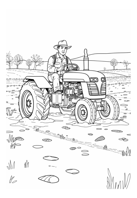 Skilled Tractor Operator Navigates Muddy Farmland