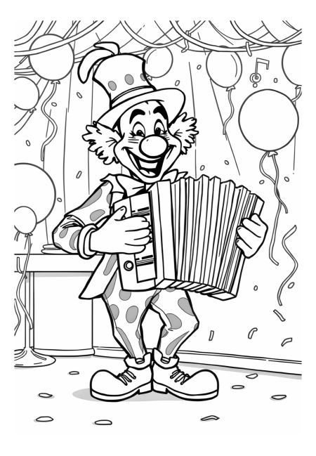 Funky Clown Playing a Giant Accordion
