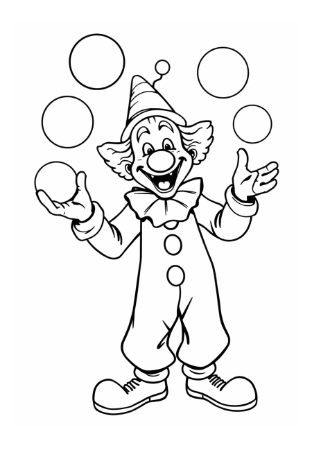 Clown Juggling Colorful Balls