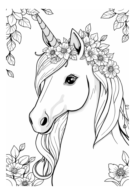 Mystical Unicorn with Floral Crown