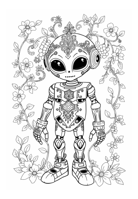 Robot Alien with a Love for Earth Plants