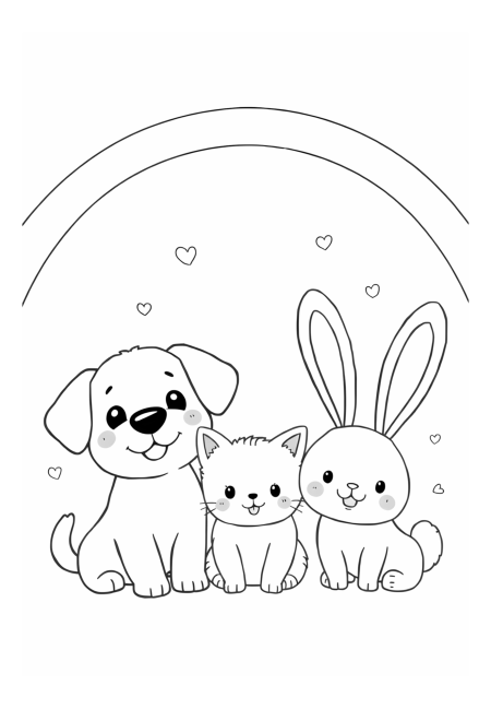 Happy Pets Under a Rainbow