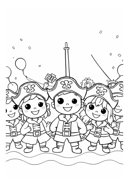 Kawaii Pirate Crew with Smiling Faces