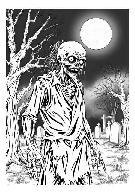 Spooky Zombie Under the Full Moon