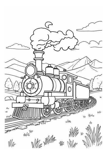 Steam Train with Vibrant Landscapes
