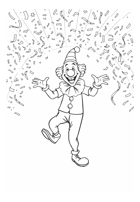 Dancing Clown Under a Rainbow of Confetti