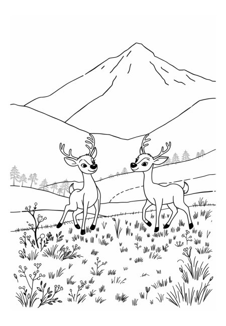 Playful Deer in Lush Mountain Meadows