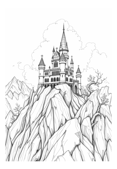 Fantasy Castle on a Mountain Summit