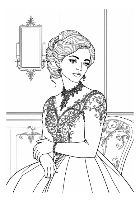 Victorian Elegance: Timeless Lady in a Poised Stance