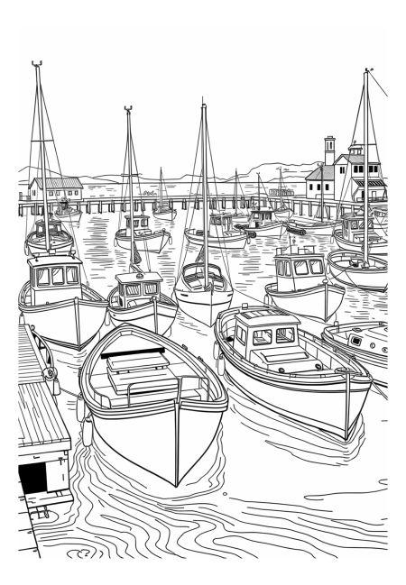 A Peaceful Harbor with Colorful Boats