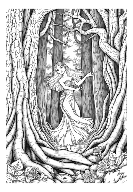 Enchanting Forest Nymph Dance Among Ancient Trees