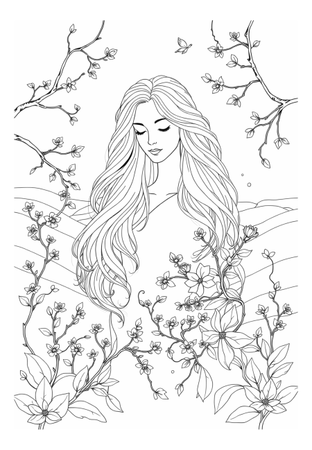 Ethereal Goddess Surrounded by Nature