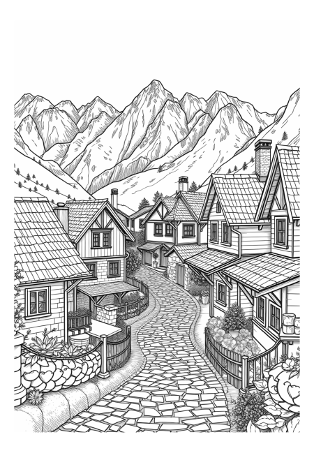 Mountain Village with Cozy Cottages