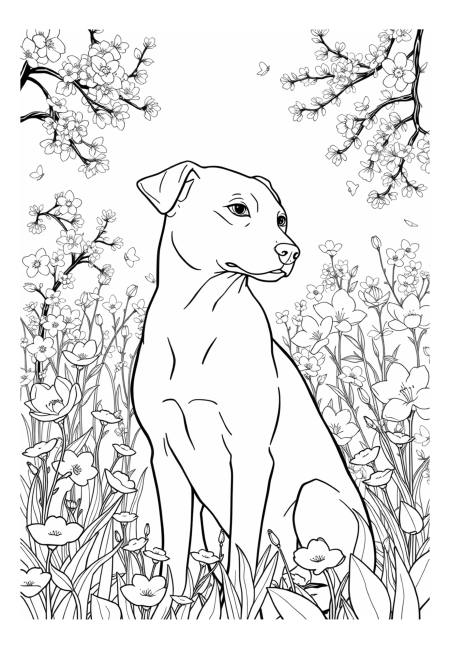 Graceful Canine in a Blossoming Meadow