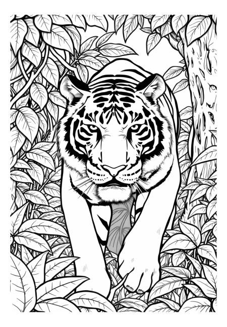 Fierce Tiger Prowling Through the Jungle