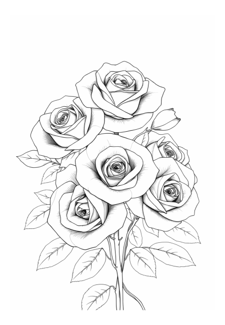 Realistic Portrait of Roses in Bloom