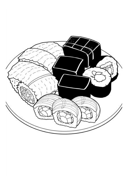 Colorful Sushi Rolls on a Platter