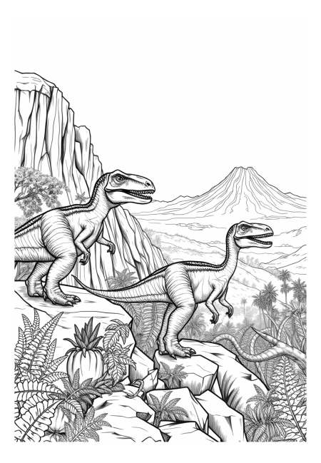 Dinosaurs in a Jurassic Landscape