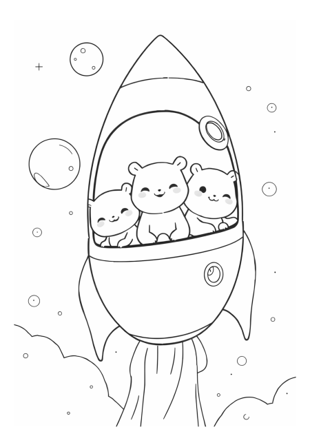 Friendly Space Creatures in Their Rocket Ship