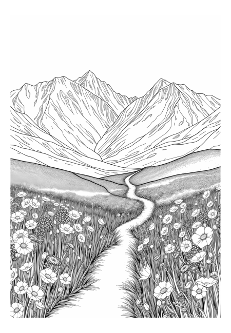 Majestic Mountain Paths and Blooming Wildflower Meadows