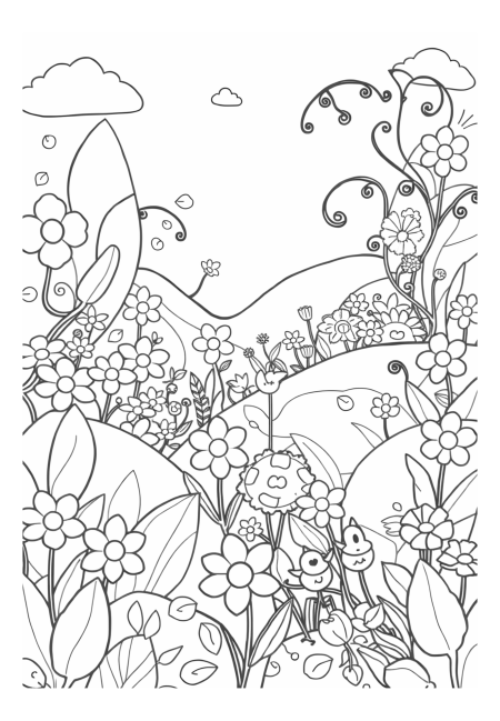 Whimsical Garden of Blooming Flowers
