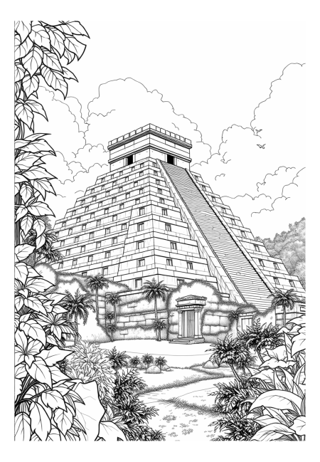 Gorgeous Chichen Itza: Ancient Wonder to Color