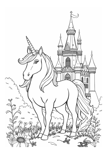 Majestic Unicorn in Enchanted Castle