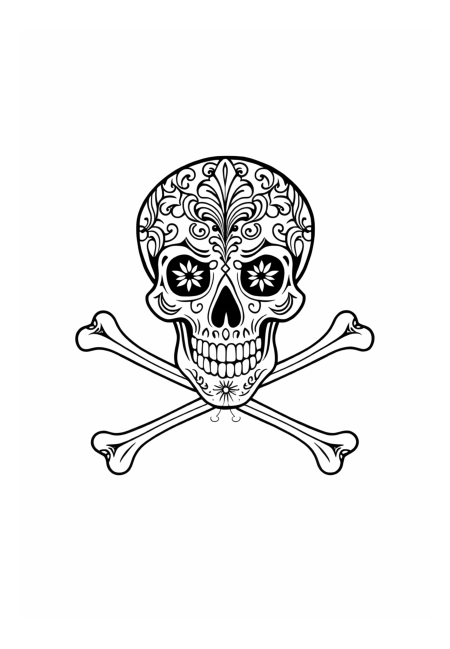 Vintage Pirate Skull & Crossbones Flag Emblem