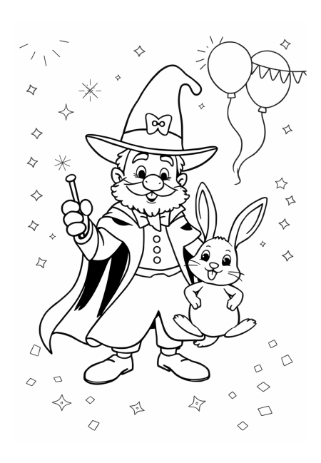 Charming Magician with a Rabbit