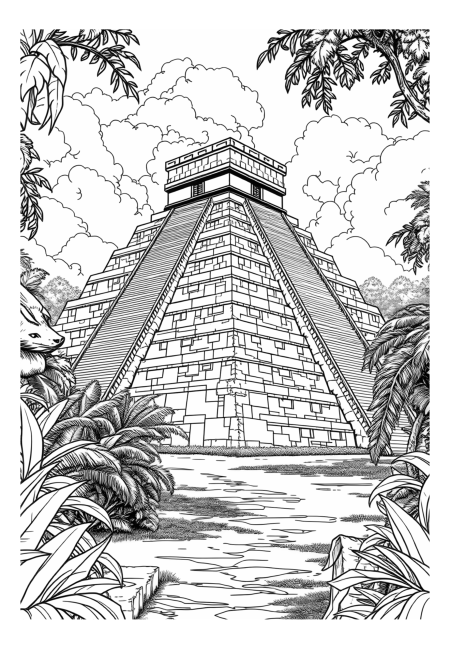 Chichen Itza Coloring Book: Uncover the Ancient Mayan Marvel