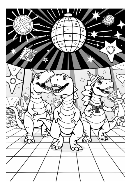 Dino Disco Party with Colorful Lights