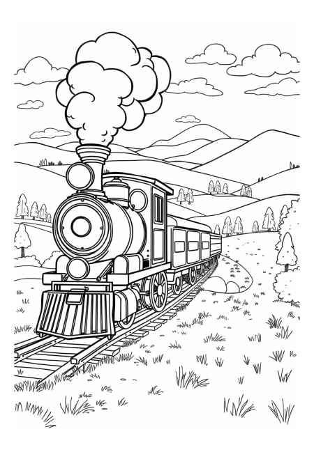Steam-Powered Train Chugging Through Nature