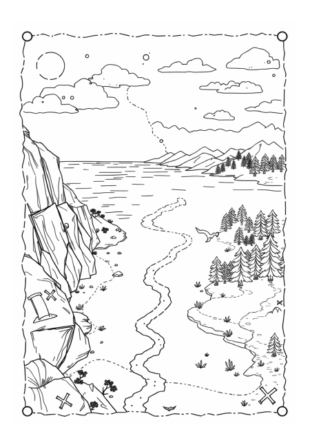 Treasure Map Adventure with X Marks the Spot