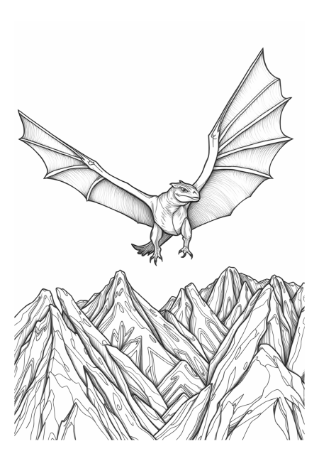 Pterodactyl Flying Above Mountains
