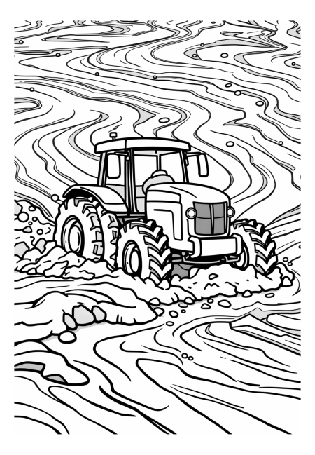 Tractor Plowing Through Thick Mud