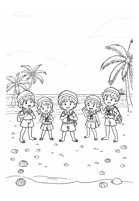 Children Playing Sailor on a Beach