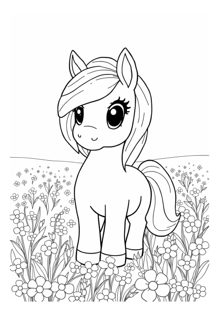 Enchanting Pony in a Blooming Meadow