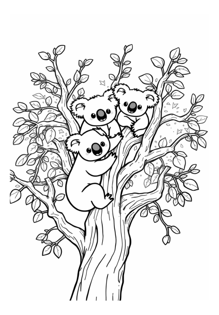 Cute Koalas Climbing a Tree