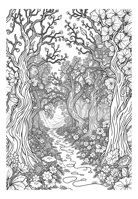 Fantasy Forest with Enchanted Blooms