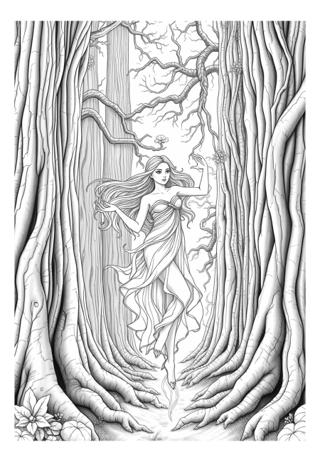 Enchanting Forest Spirit Dancing Amidst Timeless Trees