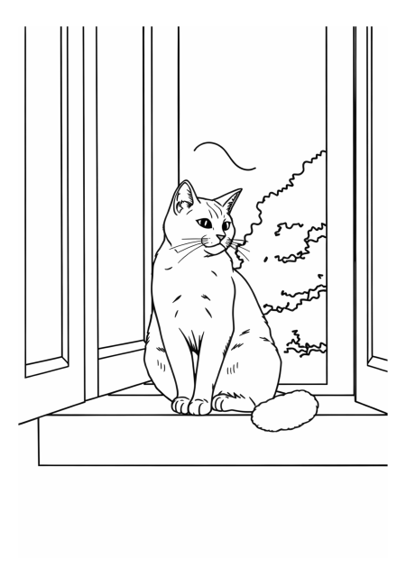 Elegant Cat Sitting on a Windowsill
