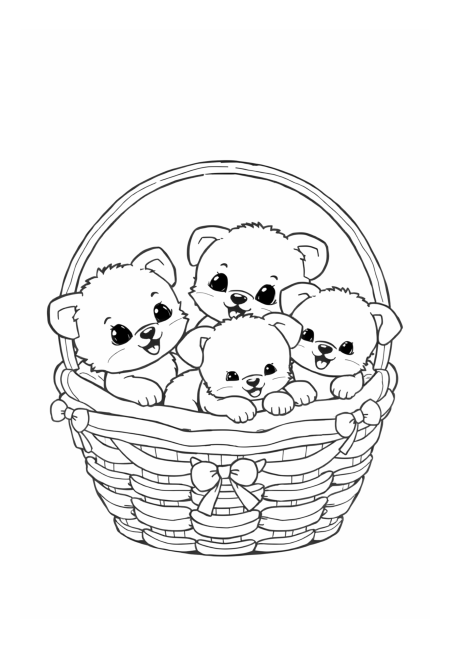 Adorable Kittens & Puppies in a Cozy Basket