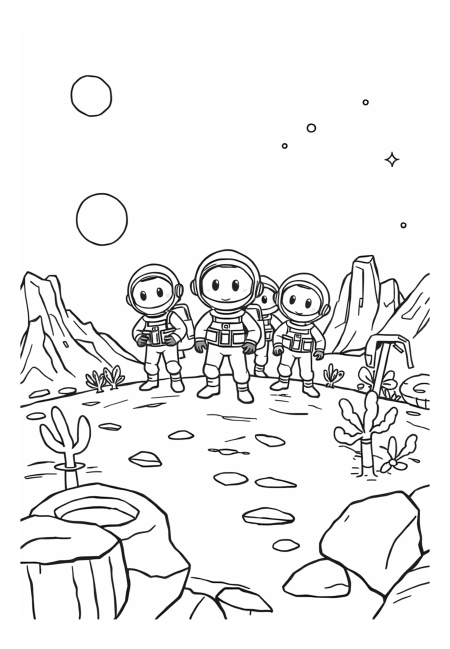 Space Explorers Landing on a Distant Planet