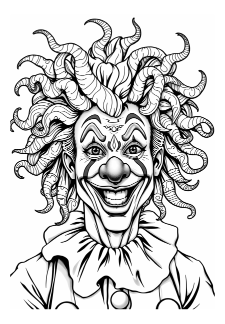 Crazy Clown with Wild Hair and Fun Face Paint