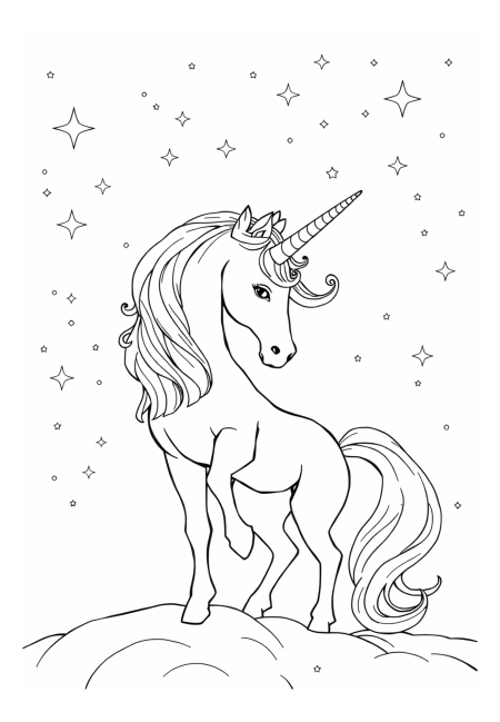 Elegant Unicorn Beneath a Starry Sky