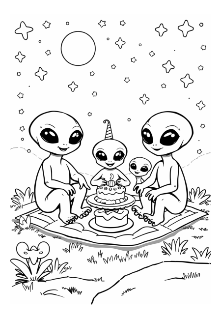 Galactic Family Picnic Under Starry Skies
