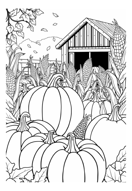 Harvest Festival with Pumpkins and Corn